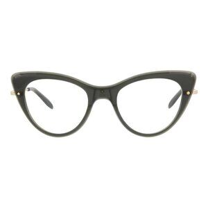 Alexander McQueen Womens Cat Eye Grey Gold Transparent Fashion Designer Eyewear